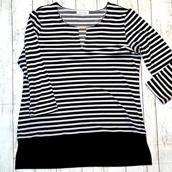 Calvin Klein Large black white stripe classic top - Picture 1 of 4